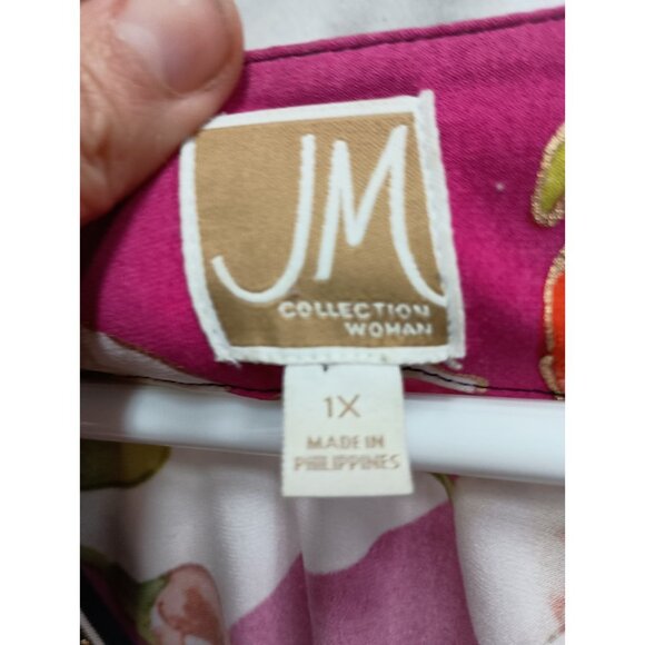 JM Collection Womens Wearable Art BOHO Tunic Top Size 1X Floral Embellished - Picture 5 of 8